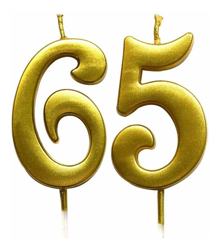Vela Numérica Dorada 65 Cumpleaños  Número 65 Decora...