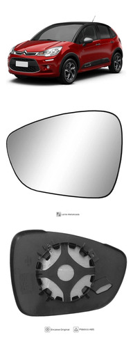 Lente Vidro Base Retrovisor Esquerdo C3 2012/2020 Original