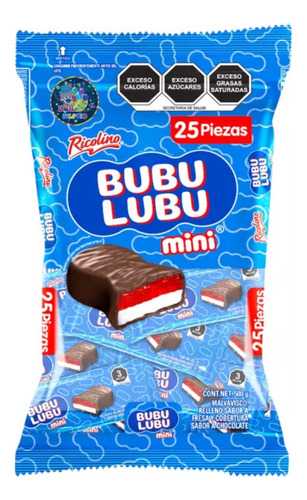 Ricolino Bubulubu Malvavisco Fresa Con Chocolate 25pz De 20g