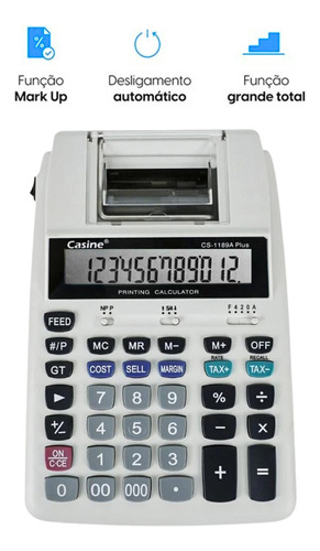 Calculadora De Mesa Com Bobina 12 Digitos Impressão Bivolt
