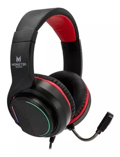 Auriculares Monster Gamer Snap Mic Rgb Aux Usb Ps4 Xbox One Color Negro
