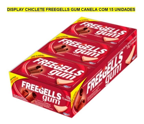 Display Chiclete Freegells Canela Gum C/15 Unidades