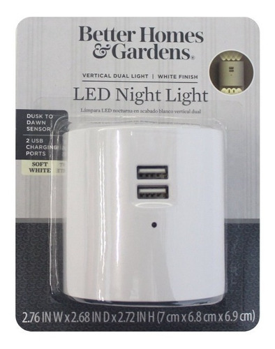 Lampara Led Doble De Noche, Sensor Luz, 2 Puertos Usb A