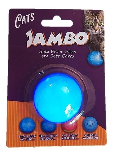 Imagem 3 de 7 de Brinquedo Para Gato Bola Pisca Pisca Acende 7 Cores Jambo