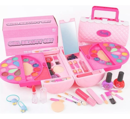 Juego De Maquillaje Para Niñas Maquillaje Lavable 58pzs Rosa