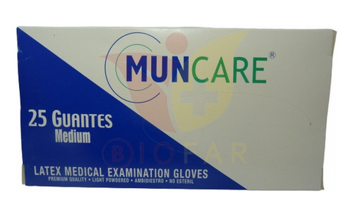 6 Cajas Guantes  Latex Examinación Muncare De 25 Unidades 