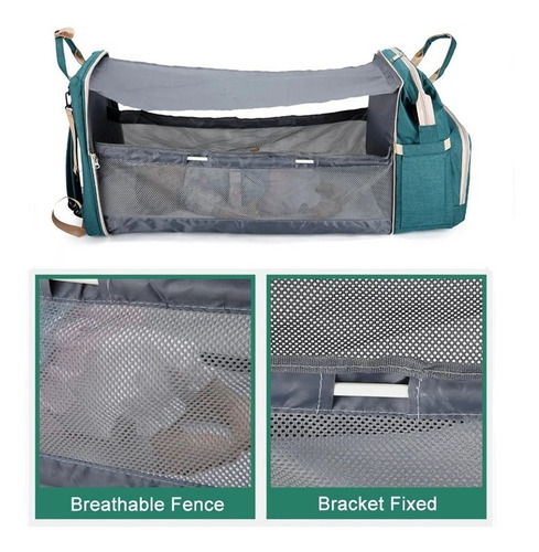 Imagen 3 de 9 de Bolso Mochila Maternal Bebe Impermeable Extensible Cambiador