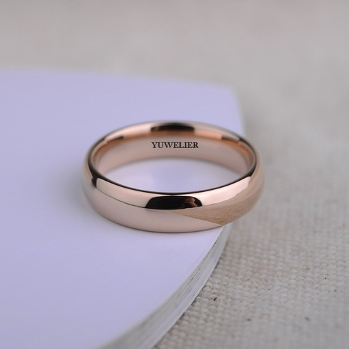 Anillo De Tungsteno Baño En Oro Rosa Rose Gold 18k