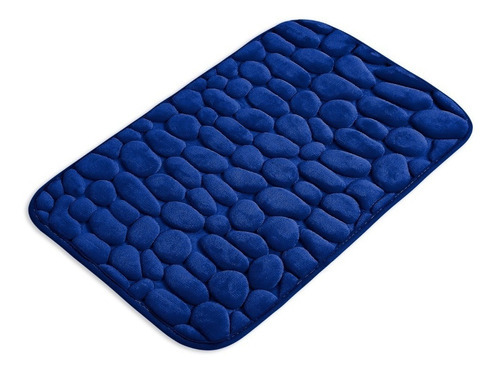 Tapete Banheiro Pedrinhas 40x60 Cm Com Memória - Microfibra Cor Azul-marinho