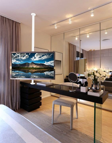 Suporte Tv 10 A 65 Teto Ao Móvel Ou Móvel Ao Móvel - Branco
