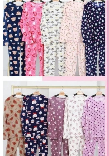 12 Pijama Dama Calientita Polar Colores Y Diseños Surtidos