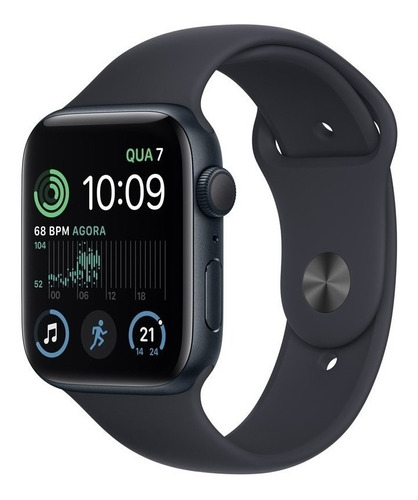 Apple Watch SE GPS (2da gen)  - Caixa meia-noite de alumínio 44 mm - Pulseira esportiva meia-noite - Padrão