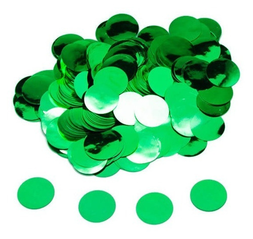 Confetti Papelito Globo Circulo Verde  Metalizado 30grs