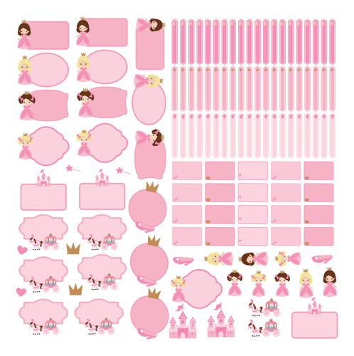 Etiquetas Escolares Princesa Personalizadas Kit Jumbo