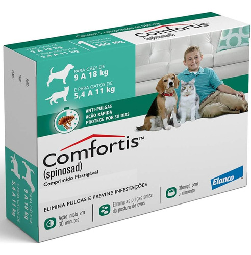 Remedio De Verme E Carrapato Para Cachorro Comfortis Cães Peso Máximo Do Animal 18 Kg Peso Mínimo Do Animal 9 Kg