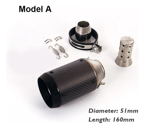 Tubo Silenciador De Escape Racing Moto Para 51 / 60.5mm