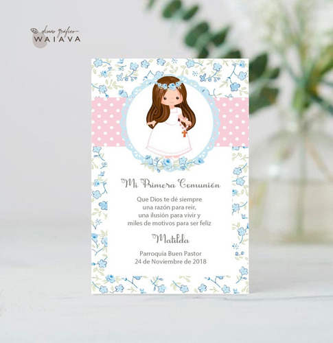 Imagen 6 de 10 de Estampitas Comunión Tarjetas Estampas Nenas X 3u
