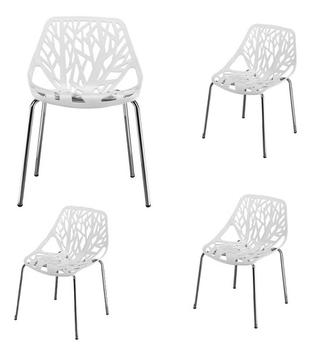 Juego De 4 Sillas De Comedor Modernas Apilables Sin Brazos