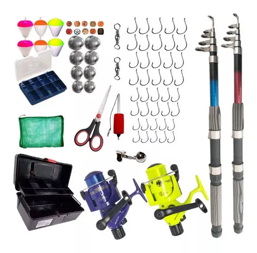 Kit De Pesca Completo 2 Varas Telescópicas 2 Molinetes +