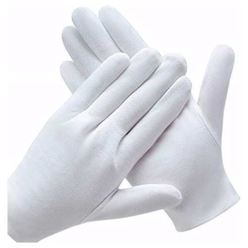 , 12 Pares De Guantes De Algodón Blanco Inspección De...