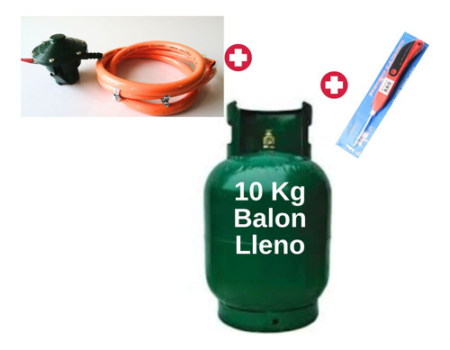 Balon De Gas Lleno 10kg + Valvula + Encendedor + Pila