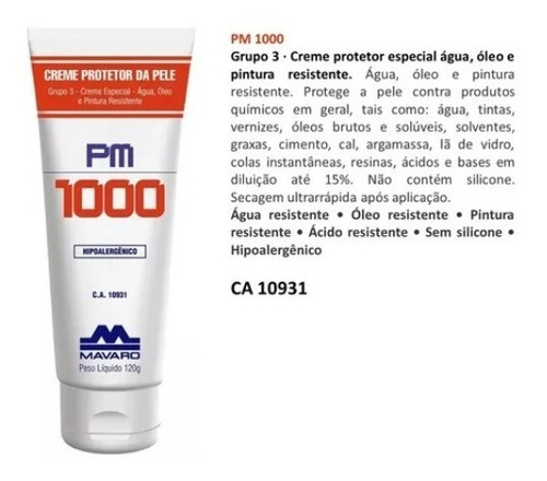 Kit 5 Un Creme De Proteção De Pele Pm 1000 120 G Mavaro