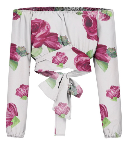 Top Corto Fruncido Con Hombros Descubiertos For Mujer