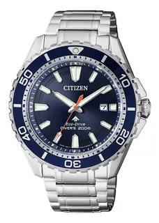 Reloj Citizen Hombre Eco-drive Sumergible 200 M Bn019180l Color de la malla Plateado Color del bisel Azul Color del fondo Azul