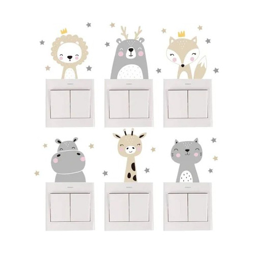 Stickers Decorativo - Diseño De 6 Animales - Decoración 