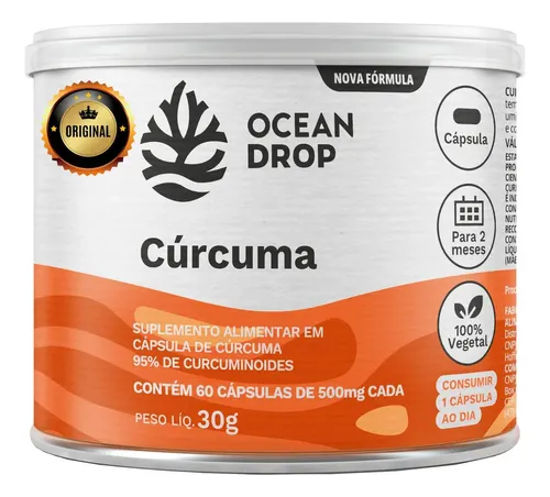 Cúrcuma Cápsulas 60caps 95% Curcuminoides Ocean Drop Sabor Neutro