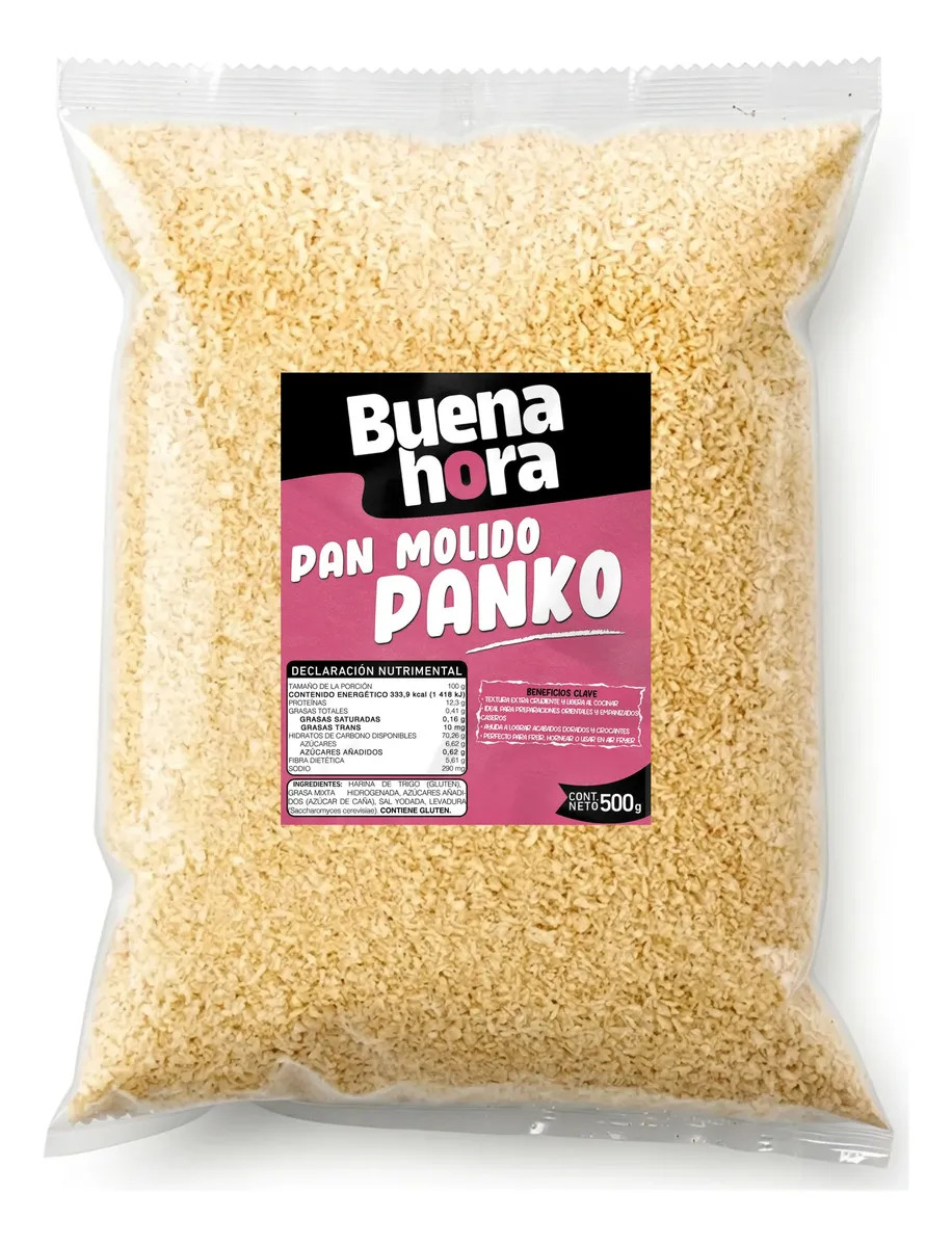 Panko Empanizador Crujiente BUENAHORA 500g Pan Molido estilo Japones Para Sushi Makis Banderillas Coreanas Pollo Camarón Pescado Empanizado Textura Dorada Extra Crunchy Alto Rendim