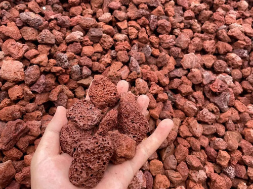 Pedra Vulcânica Vermelha Lareira Churrasqueira Pacote 5kg