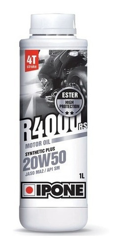 Imagen 1 de 5 de Aceite Sintétic Plus Moto Ipone R4000 Rs 4t 20w50 Motoscba