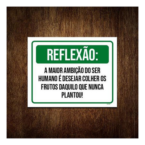 Placa Reflexão Maior Ambição Do Ser Humano 27x35