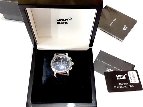 Relógio Montblanc Preto Com Pulseira Em Couro Bovino