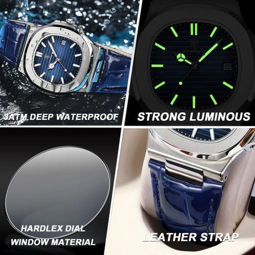 Reloj De Cuero Poedagar Luminous Calendar A La Moda