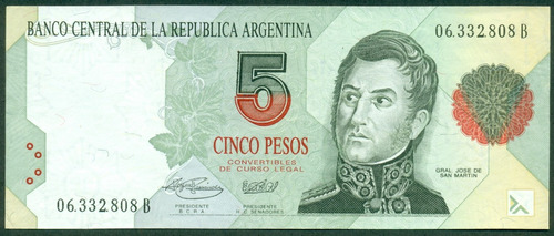 Argentina Billete 5 Pesos Convertibles 1er Diseño C#740b Exc