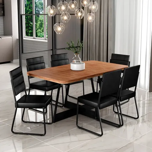 Conjunto Sala De Jantar 6 Cadeiras Charlotte Carraro Preto