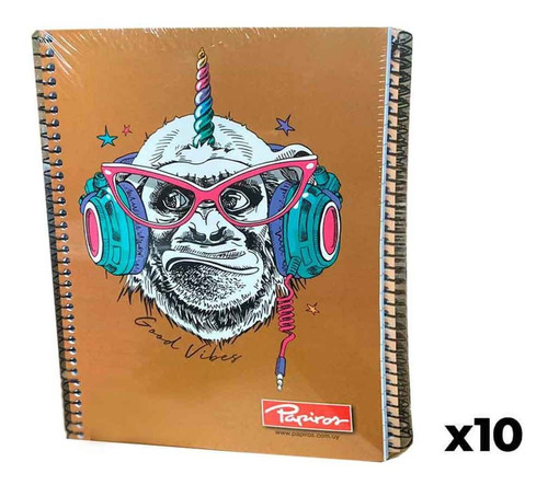 Cuaderno Papiros 96 Hojas Espiral Pack X10u Universo Binario