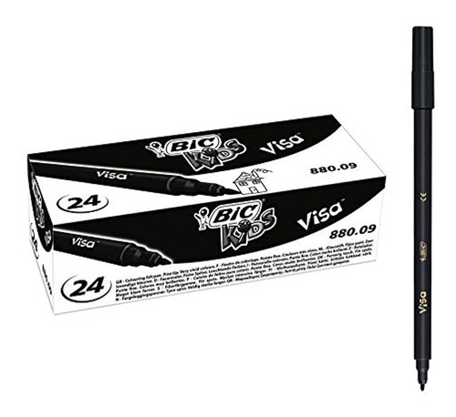 Bic Kids Visa  rotuladores, Color Negro (caja De 24)