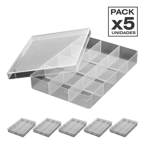 5 Cajas Organizadoras Plásticas Gavetero 12 Divis Multiuso