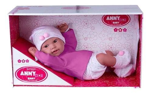 Boneca Anny Doll Baby Menina Reborn Blusa Rosa - Cotiplás