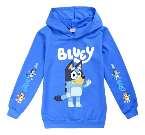 Nuevo Bluey Familia Y Amigos Sudadera Con Capucha Niño Azul