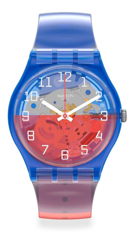 Reloj Swatch Verre-toi Gn275 Color de la correa Transparente Color del fondo Azul