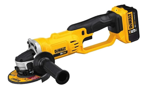 Esmeriladora angular inalámbrica DeWalt 20V MAX DCG412P2 color amarillo 405 W + accesorio