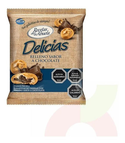 Galletas Delicias Rellen De Choco Arcor 220gr(2unidad)-super