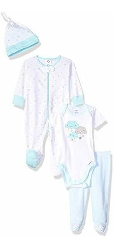 Gerber Baby 4 Piezas Sleep 'n Play, Pijamas, Pantalón Y Gorr