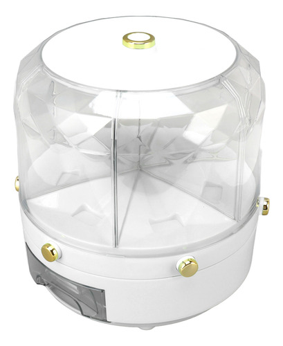 Cubo De Almacenamiento De Arroz Blanco, Giratorio, 6 Granos,