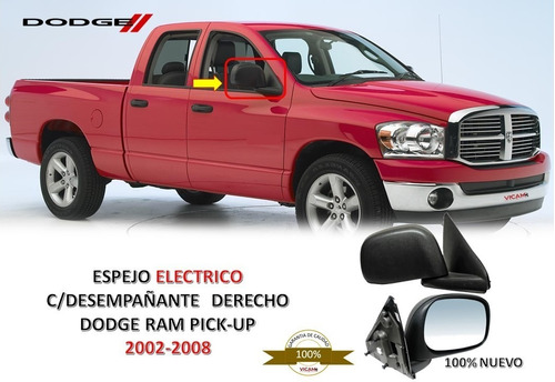 Espejo Dodge Ram Pick-up 02-08  Eléctrico Derecho 