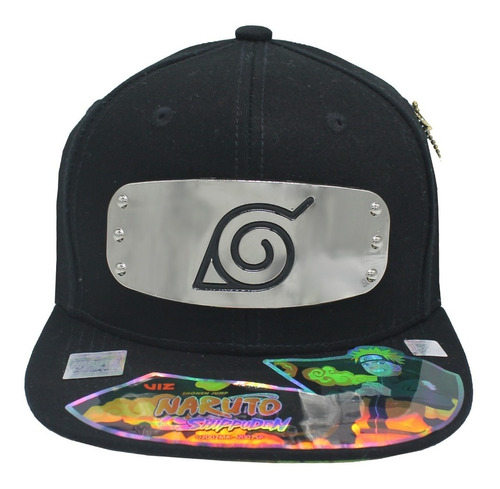 Gorra Cap Negra Naruto Banda Placa Metalica Original Hoja